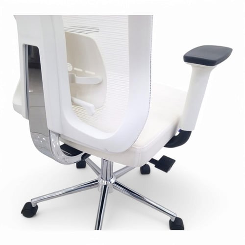 كرسي مكتب متحرك مريح قماش ظهر شبك لون أبيض