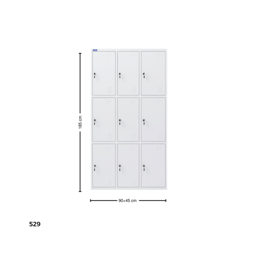 دولاب لوكر حديد 9 باب لون رمادي من كونسنت