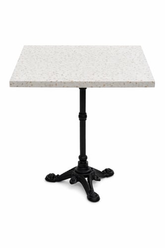 طاولة طعام رخام تيرازو مربعة بلون أبيض منقوش