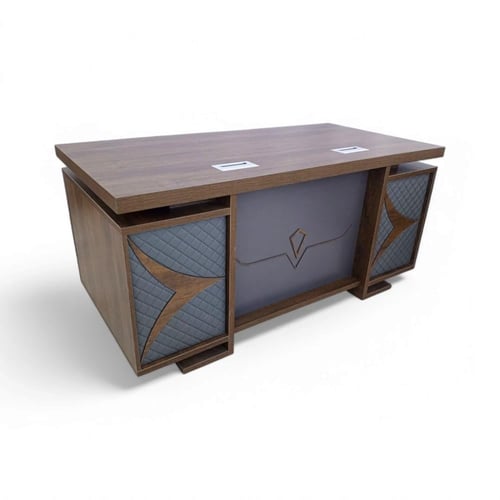 طاولة مكتب بأدراج جانبية مع ملحق خشب MDF لون بني ف...