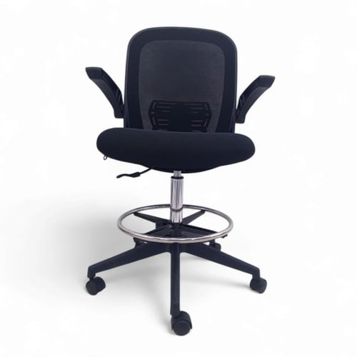 كرسي كاشير دوار جلسه قماش ظهر شبك قاعدة حديد لون أ...