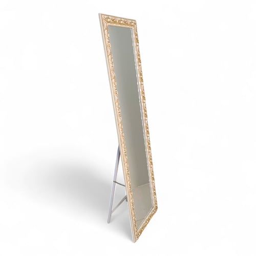 مرآة مدخل بإطار خشبي أنيق متوفرة بلون ذهبي و أبيض