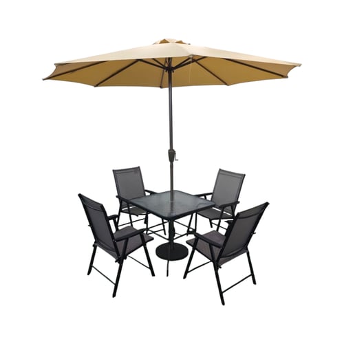 طقم جلسة فاخرة 1+4 مع مظله فاخرة من كونسنت لون اسو...