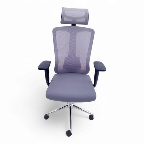 كرسي مكتب متحرك مريح جلسة قماش ظهر شبك لون رصاصي