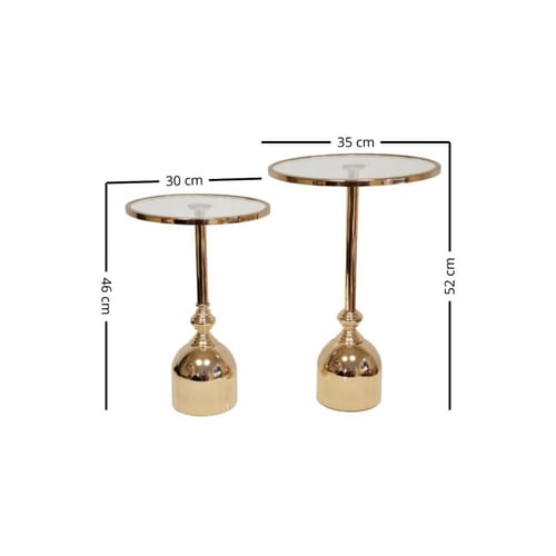 طقم طاولة خدمة زجاجي على استيل ذهبي