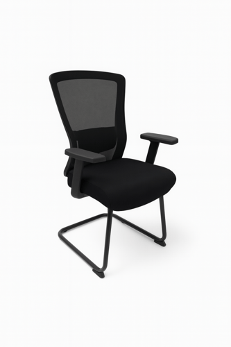 كرسي مكتب ثابت بظهر شبك وجلسة قماش – لون أسود
