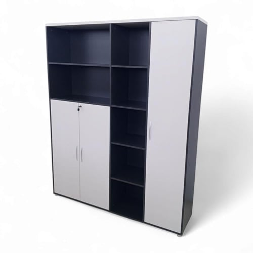 دولاب ملفات تصميم حديث لون ابيض على رصاصي خشب MDF