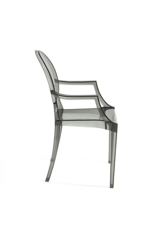 كرسي انتظار بلاستيك شفاف بلون دخاني أنيق