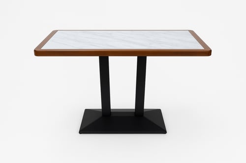 طاولة مطاعم مستطيل تصميم راقي بلون بني على أبيض