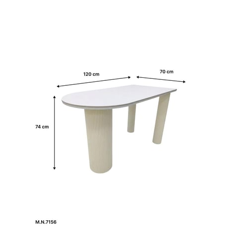 طاوله طعام سطح بورسلان قاعد حديد لون ابيض