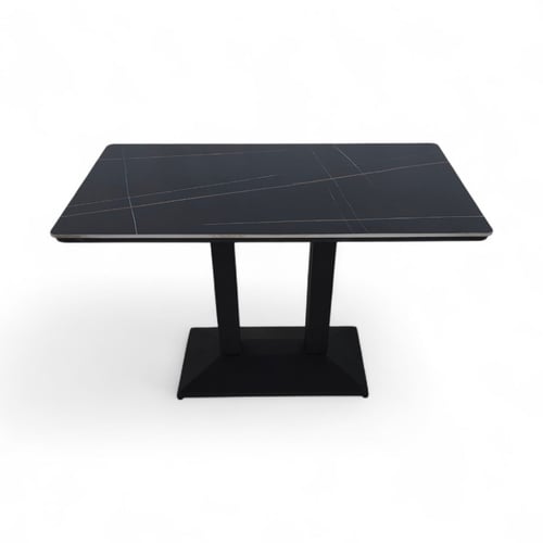 طاولة مطاعم بورسلان – قاعدة حديد بلون أسود و رصاصي