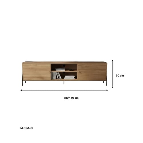 طاولة بلازما خشبية بقاعدة حديد أنيقة