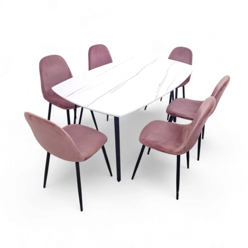 طقم طاولة طعام 1+6 سطح خشب