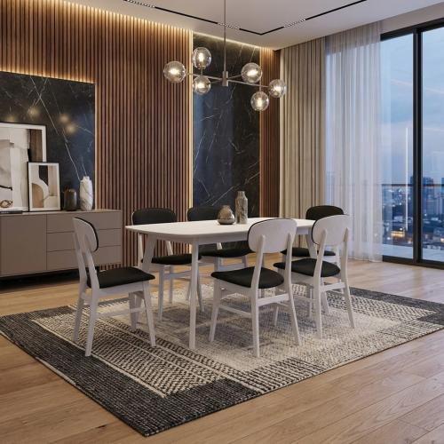 طقم طاولة طعام لستة اشخاص بكراسي مريحة