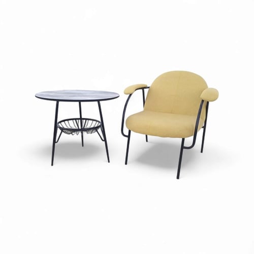 جلسة مقهى راقية 1+4 – طاولة أنيقة مع كراسي قماش بل...