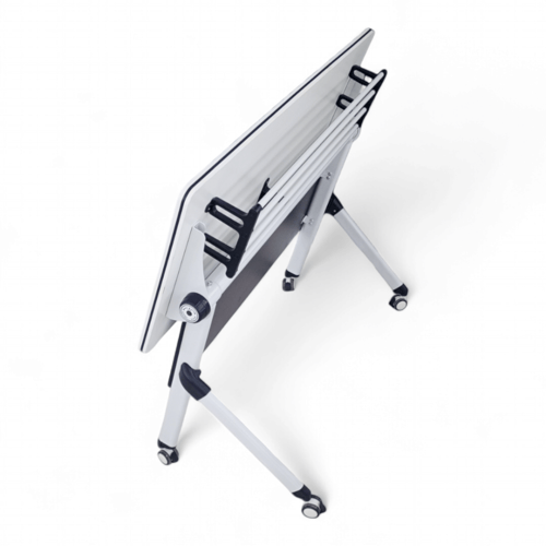 مكتب كمبيوتر قابل للطي مع عجلات، ، خشب ومعدن، أبيض...