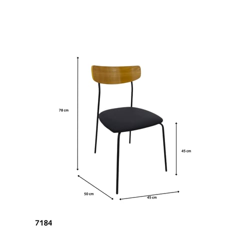 كرسي بلمسة خشبية جلسة جلد وقاعدة حديد