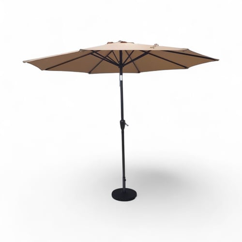 مظلة قماش على حديد برأس متحرك وقاعدة تثبيت صب