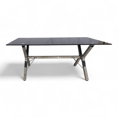 طاولة اجتماعات فاخرة بسطح قزاز وقاعدة حديد – من كو...