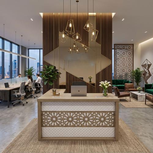 طاولة مكتب وملحق خشب MDFو كمدينة لون كموني في جدة