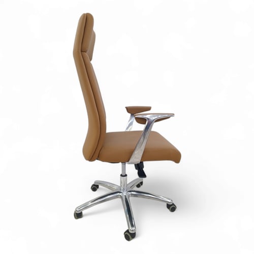 كرسي دوار جلد بني فاخر ظاهر طويل