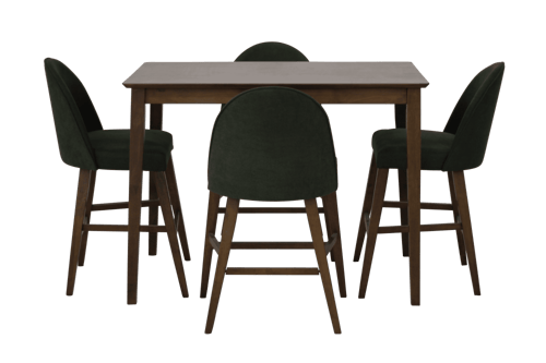 طقم جلسة بار لأربعة اشخاص بطاولة خشبية مستطيلة