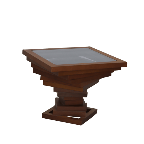 طاولة خدمة بسطح زجاجي مربع