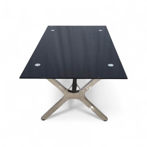 طاولة اجتماعات فاخرة بسطح قزاز وقاعدة حديد – من كو...