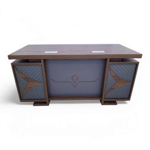 طاولة مكتب بأدراج جانبية مع ملحق خشب MDF لون بني ف...