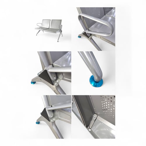 كراسي انتظار ثلاثية مصنوعة من الحديد المتين بلون ر...