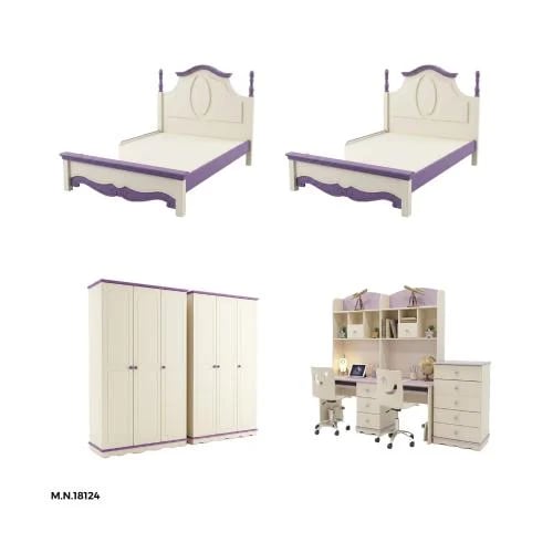 غرفة نوم أطفال، غرفة أطفال سريرين، غرفة نوم MDF، غ...