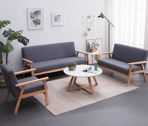 طقم جلسة قماش على خشب