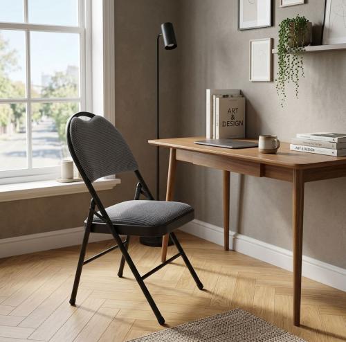 كرسي قابل للطي ارضي للرحلات لون رصاصي بخامة معدن م...