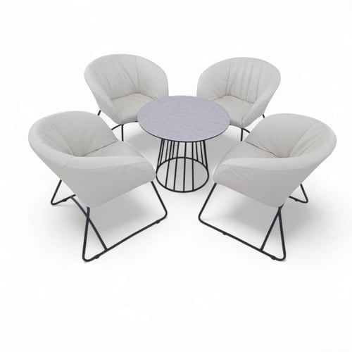 طقم جلسة 1+4 بتصميم عصري – كراسي قماش على قاعدة حد...