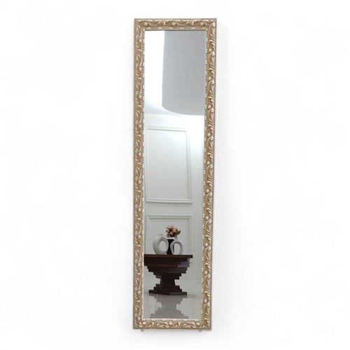 مرآة مدخل بإطار خشبي أنيق متوفرة بلون ذهبي و أبيض