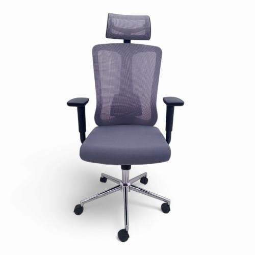 كرسي مكتب متحرك مريح جلسة قماش ظهر شبك لون رصاصي