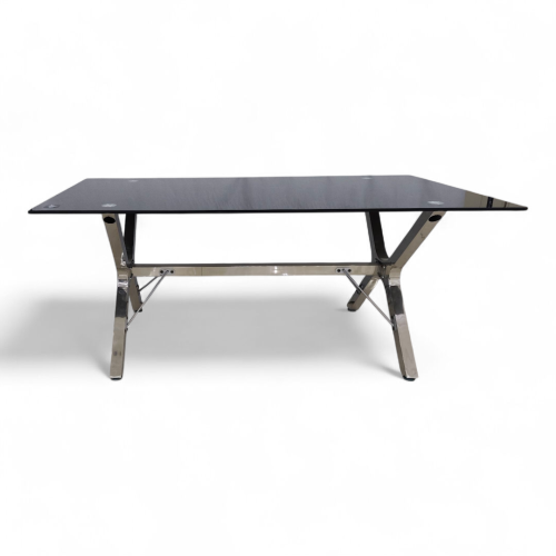 طاولة اجتماعات فاخرة بسطح قزاز وقاعدة حديد – من كو...