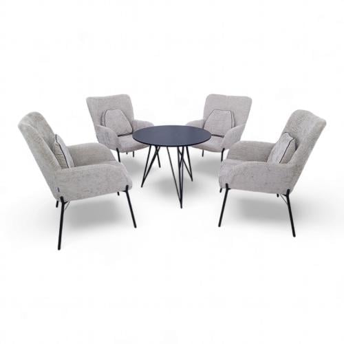 طقم جلسات قماش على معدن فاخرة لاربعة اشخاص