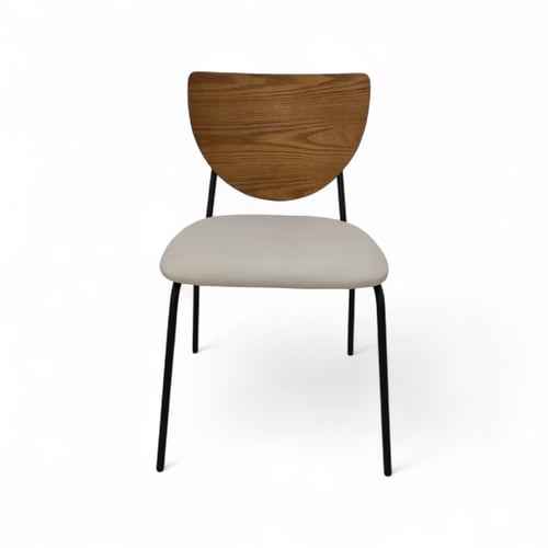 كرسي مطعم جلسه جلد قاعده معدن ظهر خشب لون خشبي على...