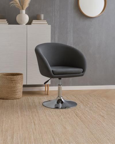 كرسي كاونتر مستدير بقاعدة طويلة من الحديد الكروم ب...