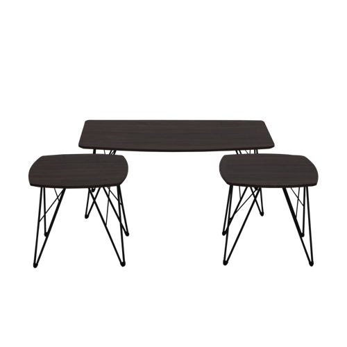 طقم طاولات خدمة بسطح خشبي