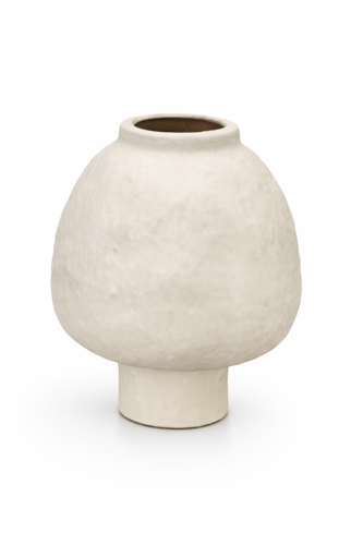 فازة زهور جبس بلون بيج بتصميم أنيق، مقاس 17×17 سم...