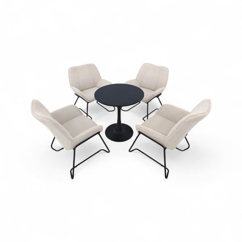 طقم جلسة كوفي فاخر 1+4 مع طاولة MDF على قاعدة حديد