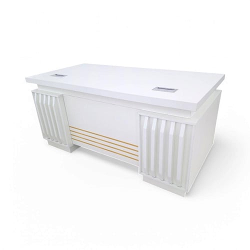 طاولة مكتب بأدراج جانبية وملحق مع سحاب خشب MDF لون...