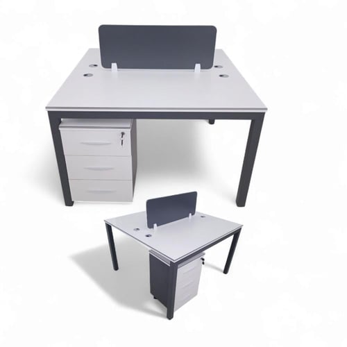 مكتب عمل ثنائي مع 2 كمدينة لون ابيض على رصاصي خشب...