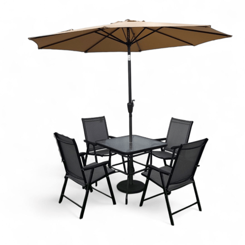 طقم جلسة فاخرة 1+4 مع مظله فاخرة من كونسنت لون اسو...