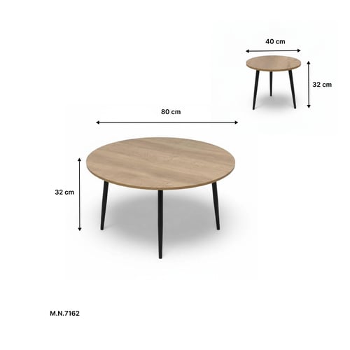 طقم طاولات خدمة 5 قطع بسطح خشب MDF بلون خشبي