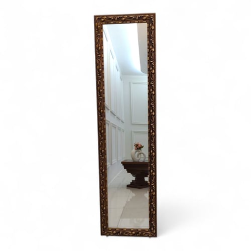 مرآة مدخل بإطار خشبي أنيق متوفرة بلون ذهبي و أبيض