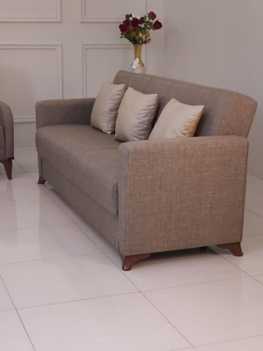 كنب سرير تركي قماش بيج – 8 أشخاص