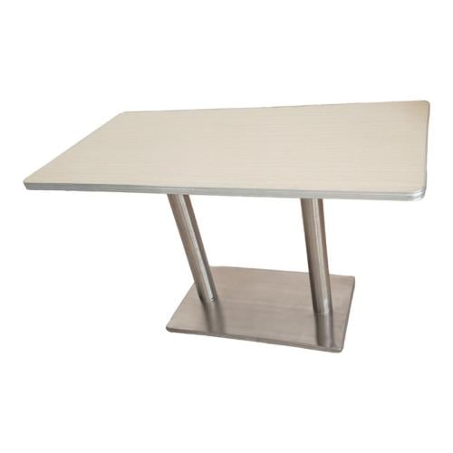 طاولة مستطيل سطح خشب قاعدة استيل